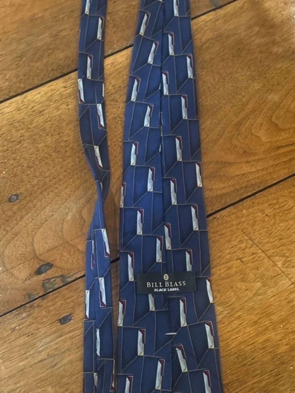 Vintage 100% Silk Bill Blass Black Label Necktie- Geometric Tie 1980 Office Retr